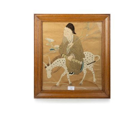 CHINESE TAPESTRY, MID / LATE 20TH CENTURY depicting Shou Lao on horseback in a naturalistic setting48.5cm high x 44cm wide
