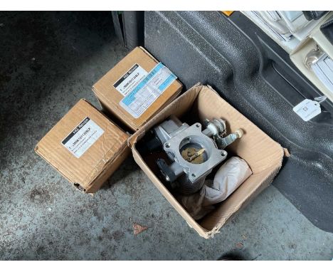 Two Rover 75 Mass Air Flow Sensors, part number MHK101130SLP, together with a Rover 75 V6 throttle body, wheel arch liner and