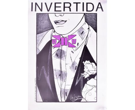 Advertising Poster - an original vintage advertising poster from 1982 for KU Ibiza nightclub event 'INVERTIDA' by Uro Hay Tie