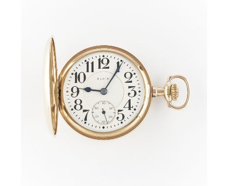 Elgin National Watch Co., United States. One BW Raymond pocket watch. Gold filled case with foliate border and HNM monogram. 
