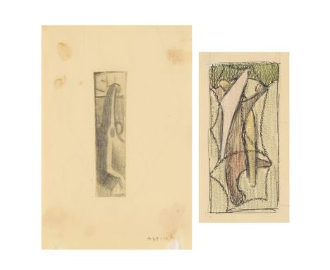 Charles Biederman, born Karel Joseph Biederman (American, 1906-2004). Group of two drawings including:One pen, ink, and crayo