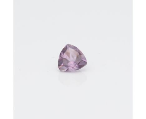 One 0.46 carat trillion cut amethyst.Length: 8.78 mm x width: 8.74 mm x depth: 5.98 mm. Gross weight: 2.30 ct.Condition: Very