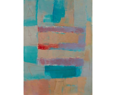 Patrick Bradley (American, 20th/21st c). Acrylic, pastel, and oil on paper painting titled "Isadora" depicting an abstract co