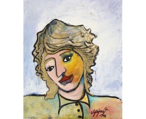 Victor Yepez (Ecuadorian, 20th/21st c). Oil on artist board painting titled "Recuerdo de Una Persona [illegible] (Memory of a