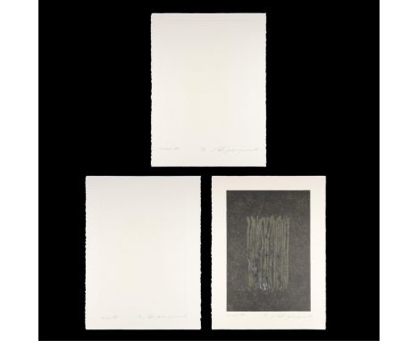 Adja Yunkers (Latvian/American, 1900-1983). Suite of three etching and screenprints on paper titled "Untitled I," "Untitled I