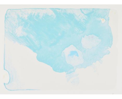 Helen Frankenthaler (1928-2011). Color lithograph on paper titled "Reflection VII" depicting an abstract blue composition, 19