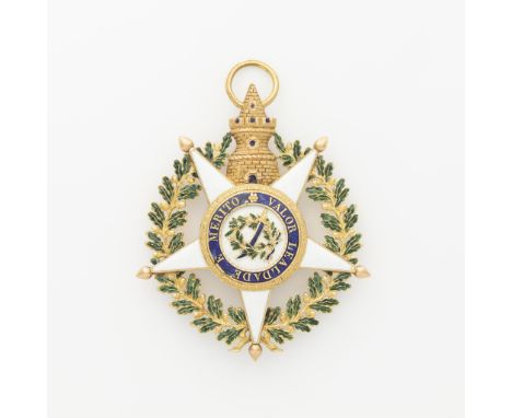 Portuguese Order of Tower and Sword. The medal comprised of a five pointed star in white enamel, each arm terminating in a po