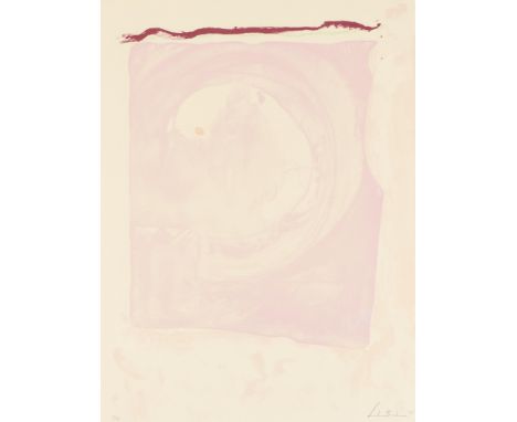 Helen Frankenthaler (1928-2011). Six-color lithograph on paper titled "Reflection IX" depicting an abstract pink composition,