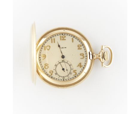 Elgin National Watch Company, United States. BW Raymond pocket watch in 14k gold hunter case with machined case and script le