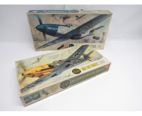 Two Airfix Superkit Series 1:24 scale military aircraft plastic model kits to include 09321-1 Messerschmitt BF 109E and 09501