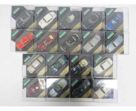 Seventeen perspex cased Vitesse 1:43 scale diecast model Jaguar cars and a City Models CP003 Jaguar MkII Police Car (18)