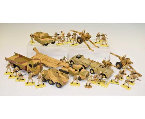Britains Deetail - Quantity of British North African figures, together with two Scout Cars, Dinky Toys military vehicles, etc