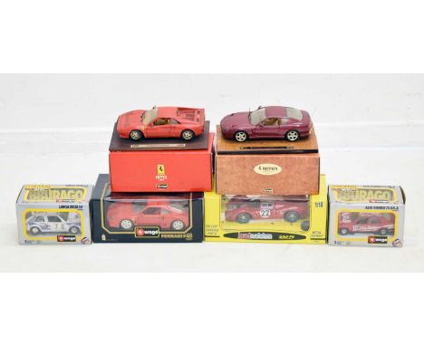 Burago - Group of five boxed diecast model vehicles to include; 'Ferrari GTO 1984', '0115 Lancia Delta S4', '3746 Ferrari 456