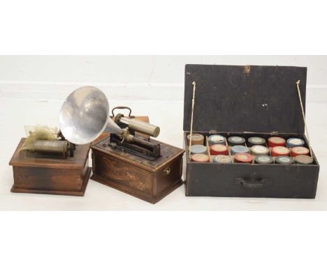 Two early 20th century phonographs, comprising a Columbia 'Graphophone, type AT, No. 268823, the body with banner decal, lack