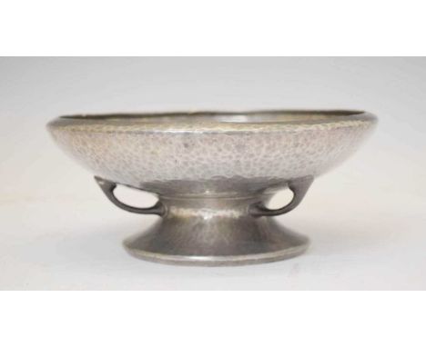 Liberty &amp; Co - Arts and Crafts 'Tudric' pewter pedestal fruit bowl, model 01349, with planished dish on spreading socle w