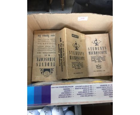 A BOX WITH STUDENT MICROSCOPES AND SLED MAKING KIT