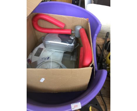 A DOG BASKET, RADIO, WEIGHING SCALES ETC