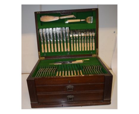 A canteen of Hanoverian pattern silver plated cutlery, Harrison Brothers & Howson, for nine place settings   Condition report