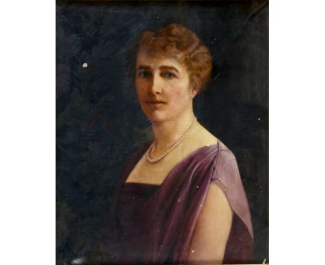 George Henry Grenville Manton, a half length portrait of a lady wearing a pearl necklace, oil on canvas, signed and dated 192