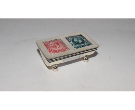 A silver and enamel double stamp box, 5.5 cm wide