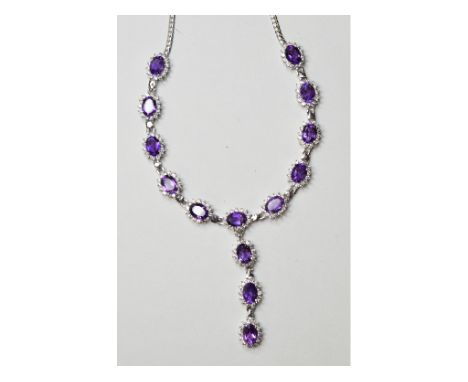 A silver and amethyst necklace Condition report Modern