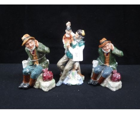 A ROYAL DOULTON PORCELAIN FIGURE 'Owd Willum' HN2042 Copr 1948, one other of the same model and 'The Puppet Maker' HN 2253 Co