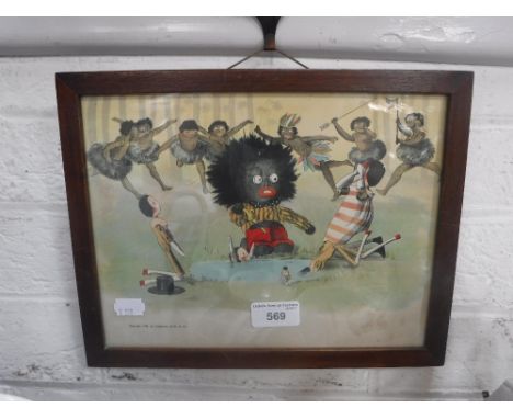 AFTER FLORENCE K UPTON: A FRAMED COLOUR LITHOGRAPH, illustration from 'Golli---g in the African Jungle' pub. 1896