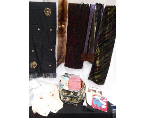 MARSHALL AND SNELGROVE: A HAT BOX containing a collection of vintage items