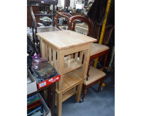 A SET OF FOUR VICTORIAN DINING CHAIRS, two modern occasional tables, a Regency chair and a tripod table