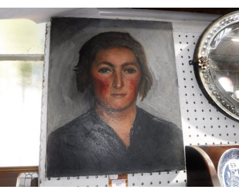 JEAN MARCHAND: A portrait of a woman, oil on canvas, numerous exhibition labels and annotations to the stretcher