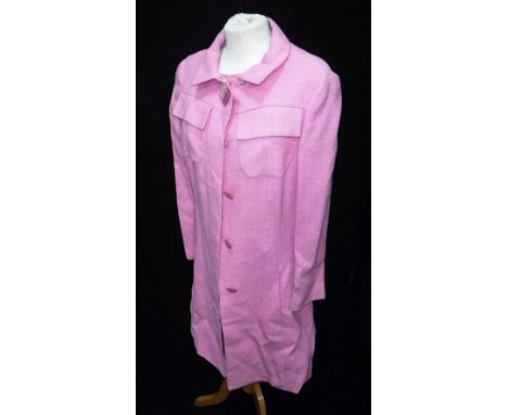 A 1960'S PALE PINK SHIFT DRESS with matching coat, and a collection of other vintage items 