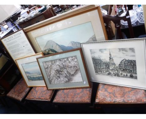 A LANDSCAPE PRINT, AFTER W HEATON COOPER and various other pictures and prints