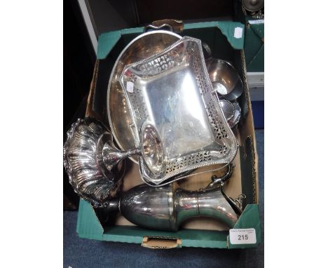 A COLLECTION OF VARIOUS SILVER PLATED WARE including a tea caddy (one box)