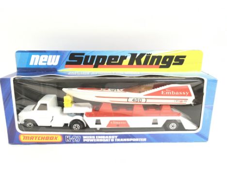 A Boxed Matcbox Miss Embassy Powerboats Transporter. K-27. NO RESERVE
