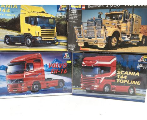 4 Boxed an Sealed Model Kits By Revell and Italeri. All Lorrys.
