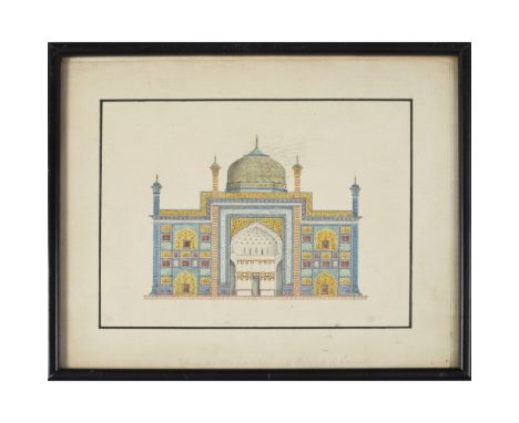 India - 6 architectural watercolours, Company School  each 24.5 x 19.5cm, showing the Taj Mahal and other buildings in Agra, 