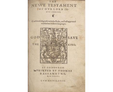 Bassandyne Bible  [The Bible and Holy Scriptures... Edinburgh: Alexander Arbuthnot [and Thomas Bassandyne], 1579.] Small foli