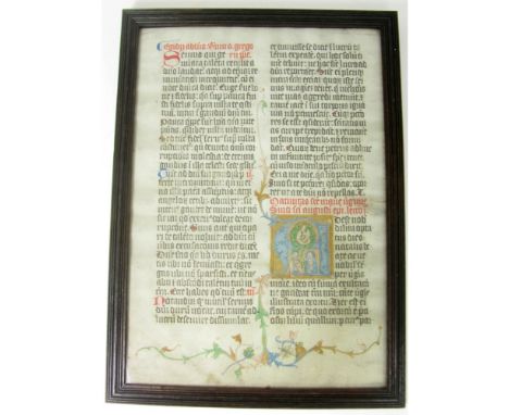 Manuscript leaf from an Office Lectionary of Benedictine use  15th century. Probably German or Bohemian work, it contains rea