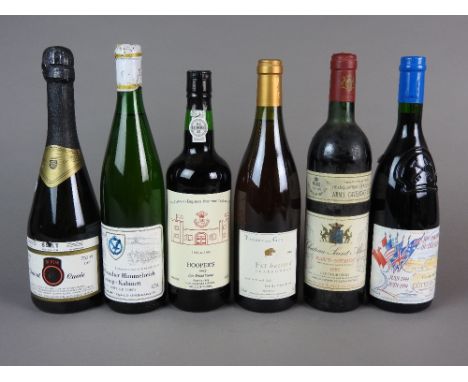 Six commemorative bottles to include Chato Saint Ahon Hout-Medoc 1985, Cru Bourgeois, specially selected for the Headquarters