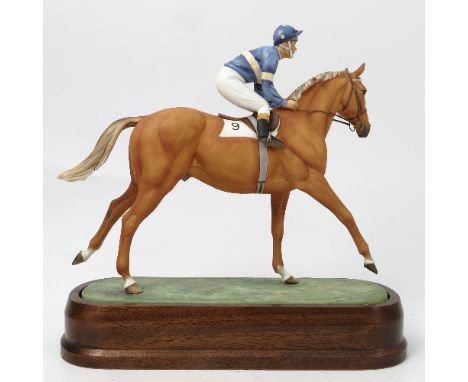 A Royal Worcester limited edition model, of Grundy and Pat Eddery, modelled by Doris Lindner, with plinth and original box