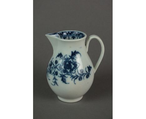 A Caughley sparrow beak jug transfer-printed in the Peony pattern, circa 1785, C mark with serif, 9.5cm high