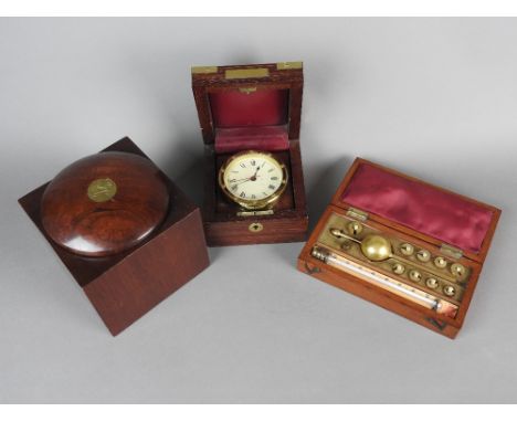 A Sike's Hydrometer in mahogany case with inset to the cover marked Sike's Hydrometer J. Shimeild Junr. 2 Nicholas Street, Lo