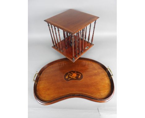 51763 An Edwardian mahogany and satinwood crossbanded table book carrier with presentation plaque for Miss R C Black from the