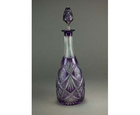 A large amethyst cut glass decanter and stopper, late 19th/early 20th century, 42cm high