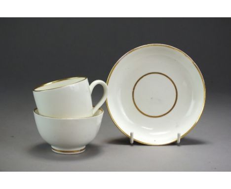 A Caughley trio of coffee cup, tea bowl and saucer in plain white, circa 1785 (3)