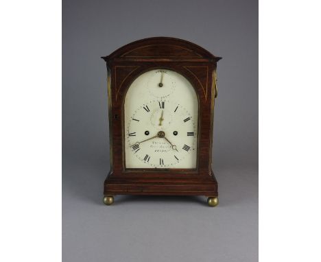 Frodsham, London, a rosewood and brass strung bracket clock, early 19th century in a dome top case enclosing an arched 6 inch