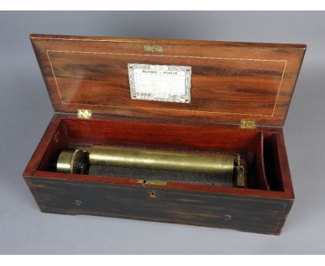 A Nicole Freres walnut and inlaid and faux rosewood cased music box, late 19th century, no. 25536, the case with drop down en