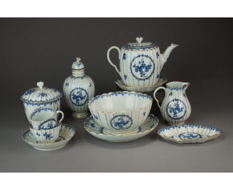 A collection of Caughley tea and coffee wares transfer-printed in the Fruit and Wreath pattern, circa 1778-82, with additiona