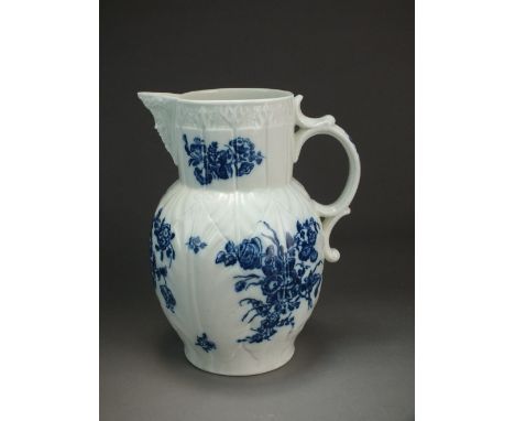 A Caughley mask head jug transfer printed with the Bouquets pattern, circa 1780-90, unmarked, 22cm highProvenance: Wright Col