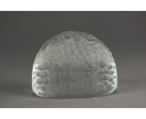 A Rene Lalique place name holder decorated with fruit, signed R. Lalique, France, 4cm high